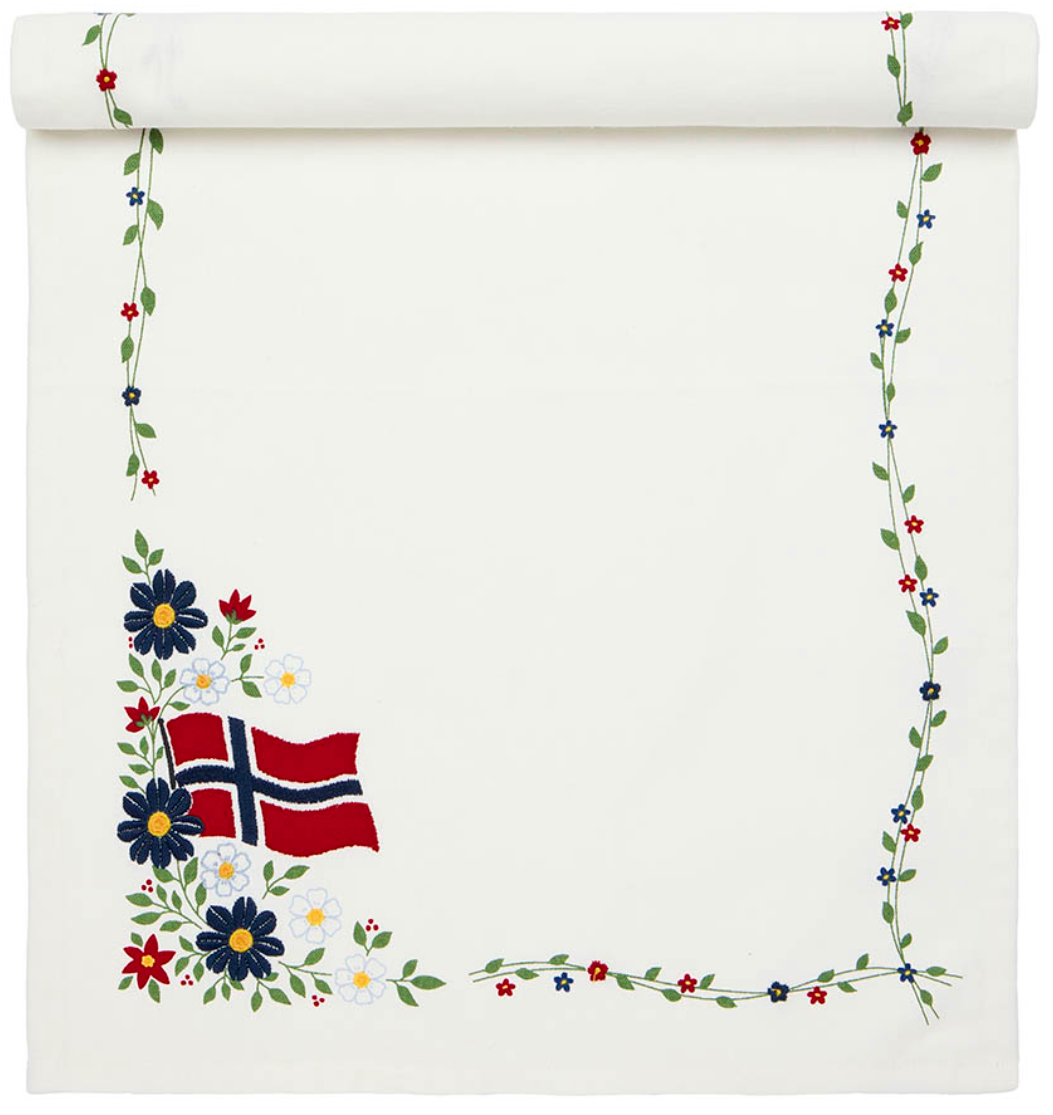 Feiring bordløper 40x120 hvit 17. mai Princess